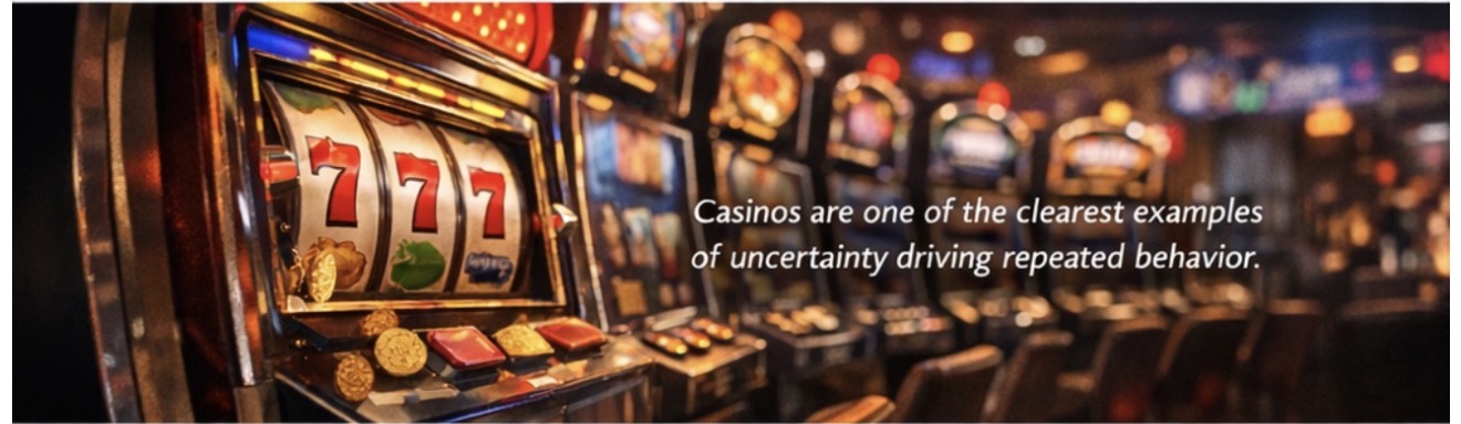 Slot machines showing 777 in a casino