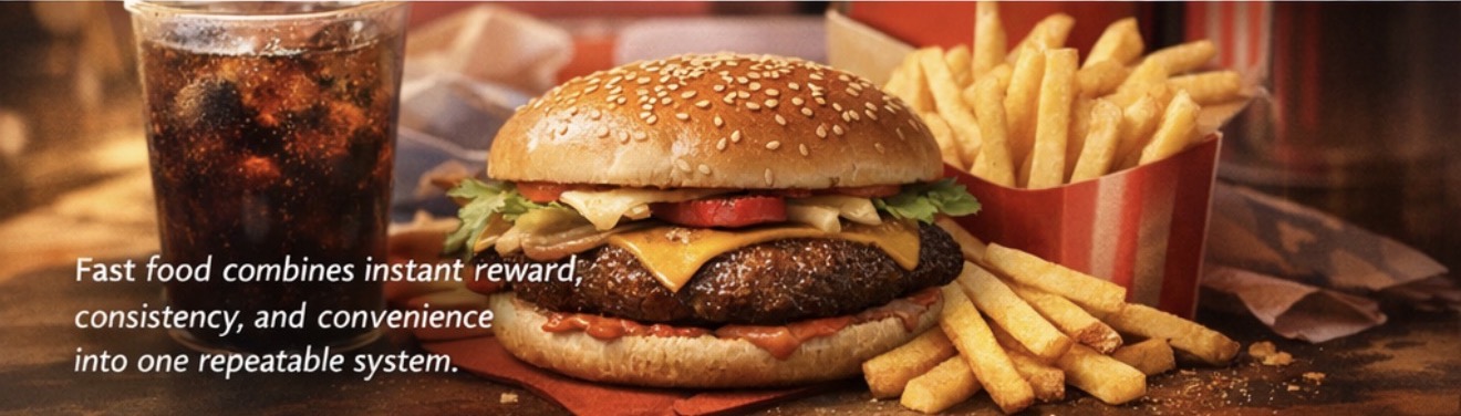 Fast food burger and fries