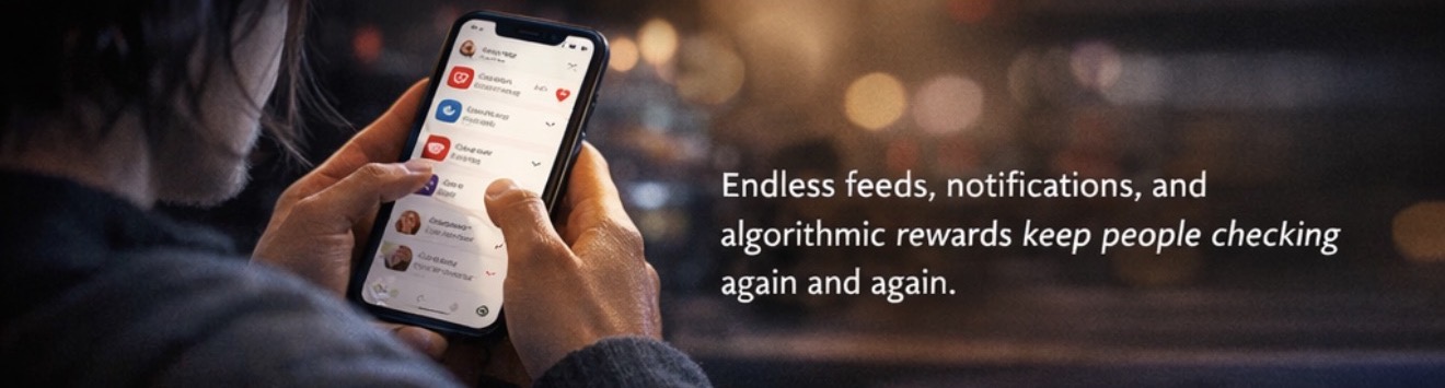 Person scrolling social media on phone